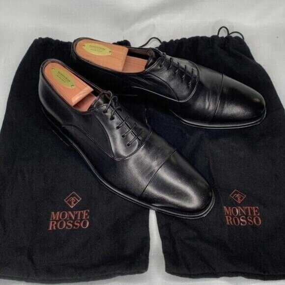 Monte Rosso Lazio Cap Toe Oxford Men in Black Size 7M Pre-owned